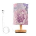 thumbnail image 1 of Pink and Lilac Peony Flowers Table Lamp with USB Port LED Warm Light Lamp Night Light Home Decor, 1 of 7