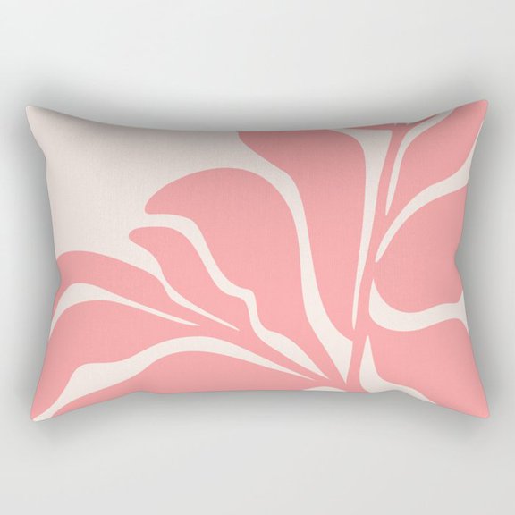 Pink and Off-White Abstract Floral Lumbar Pillow Cover, Polyester Peach Skin Fabric, Cover Only Insert Not Included