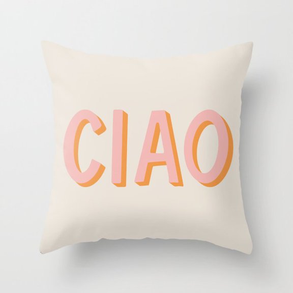 Pink and Orange Decorative Script Polyester Velvet Throw Pillow Cover, Two-Sided Pattern, No Insert