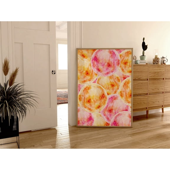 Pink and Orange Disco Ball Illustration Trendy Bar Cart Wall Art, Unframed Paper Print Size 8x12