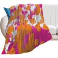 thumbnail image 1 of Pink and Orange Funky Preppy Throw Blanket Soft Cozy Flannel Fleece Warm Microfiber Blankets for Couch Sofa Bed 40"x50", 1 of 8