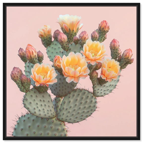 Pink and Prickly Canvas Trendy Fashion Art by Art Remedy, Black Frame, 12 x 12