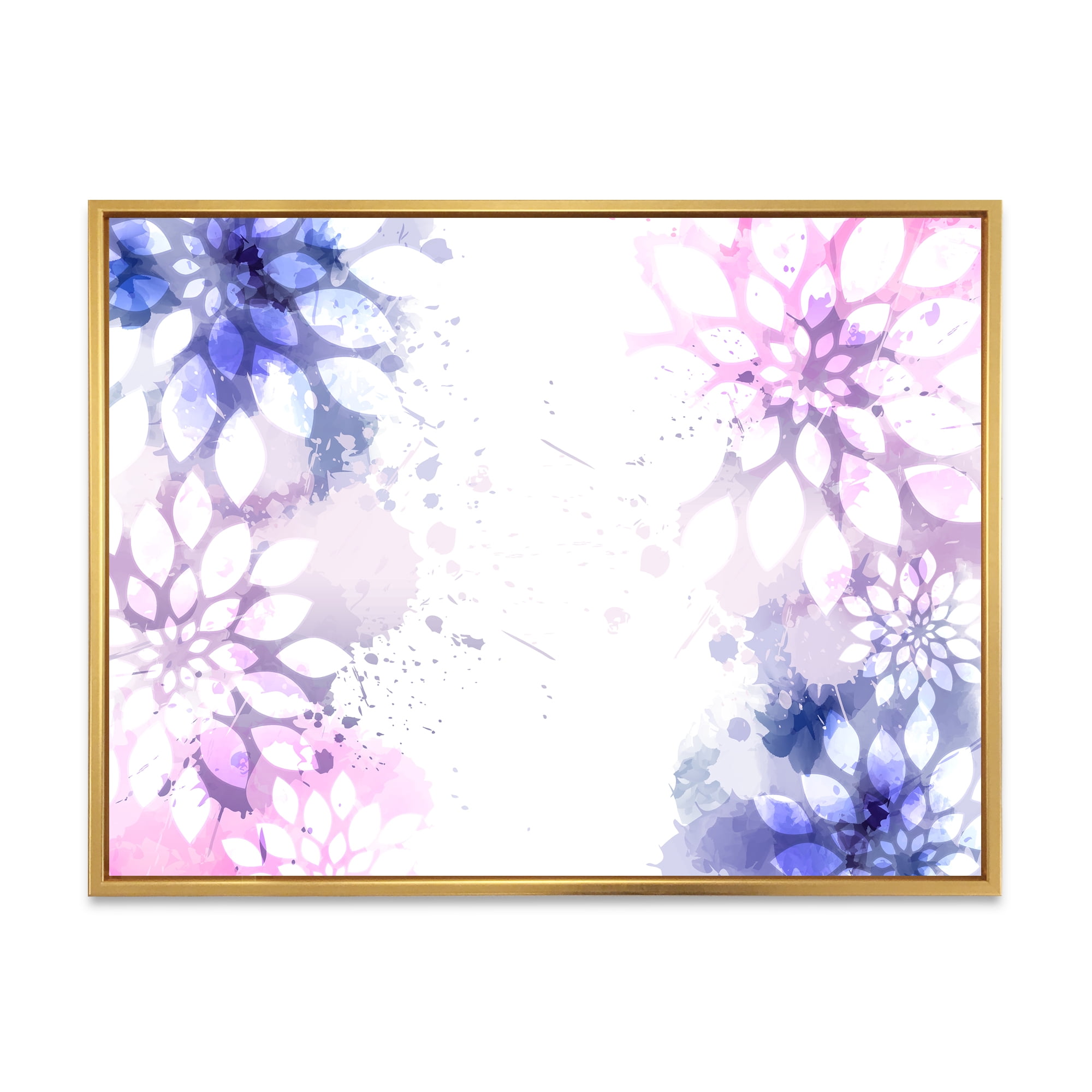 Pink and Purple Abstract With Colorful Splashes II 32 in x 16 in Framed Painting Canvas Art Print, by Designart