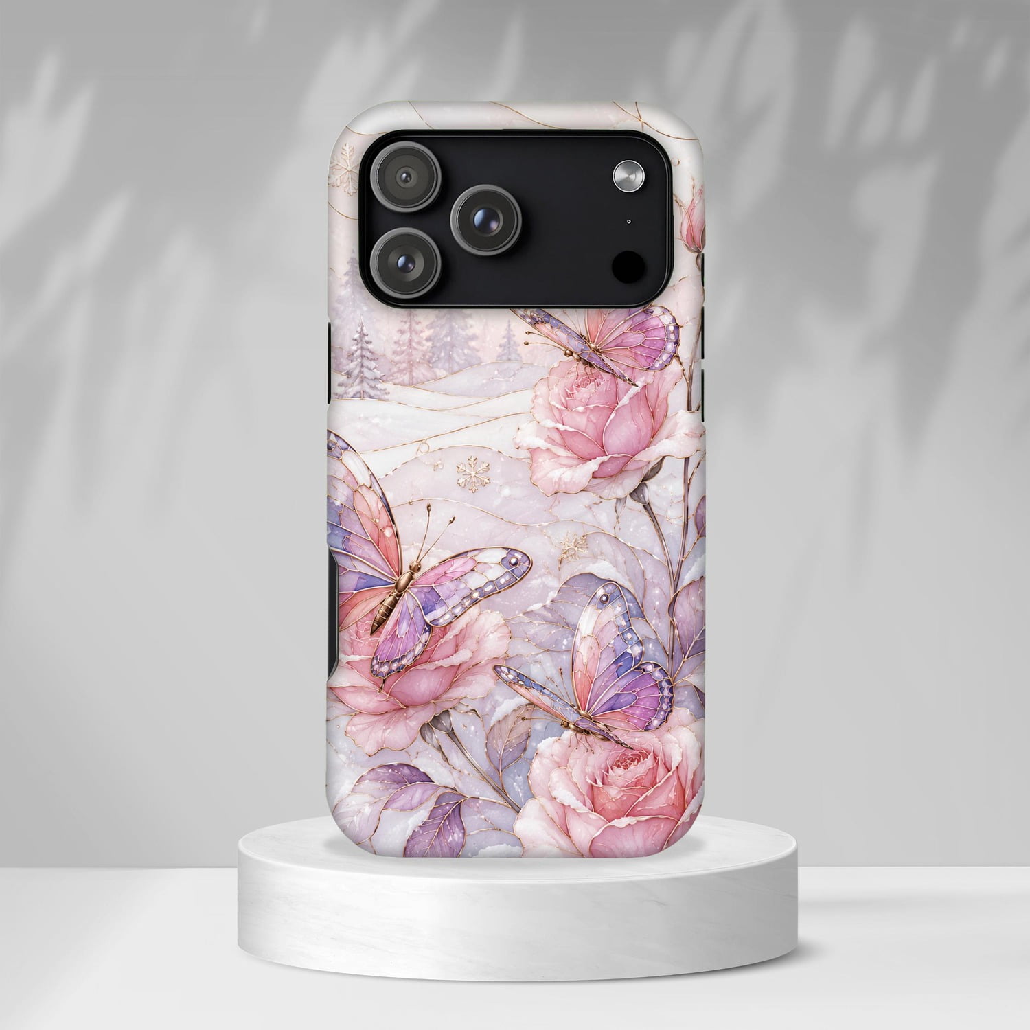 Pink and Purple Floral Butterfly Tough Phone Case, Polycarbonate and ...