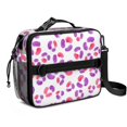 thumbnail image 1 of Pink and Purple Leopard Print Insulated Lunch Bag with Shoulder Strap and Bottle Holder,Bento School Lunch Bag Box,11x9.5x3.5 Inches, 1 of 5