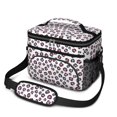 thumbnail image 1 of Pink and Purple Leopard Print Insulated Lunch Box for Women Men, Medium Leakproof Cooler Bag with Adjustable Strap, 10"x6.7"x8", 1 of 5