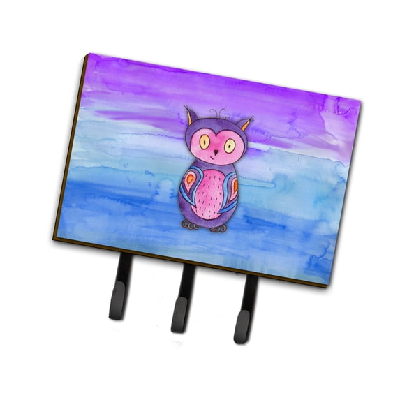 Pink and Purple Owl Watercolor Leash or Key Holder