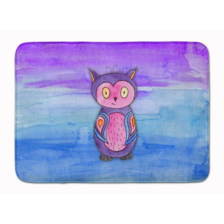 Pink and Purple Owl Watercolor Machine Washable Memory Foam Mat