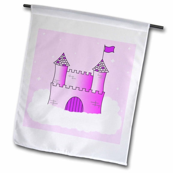 3dRose, Pink and Purple Princess Castle in the Clouds, 12 x 18 inch Garden Flag