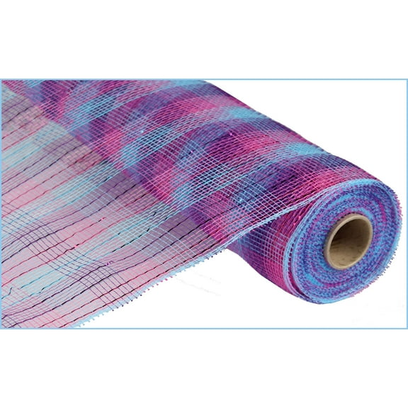 Pink and Purple Stripe Easter Spring Poly Deco Mesh, 21 inch x 10 yards (30 feet) RE1059EN