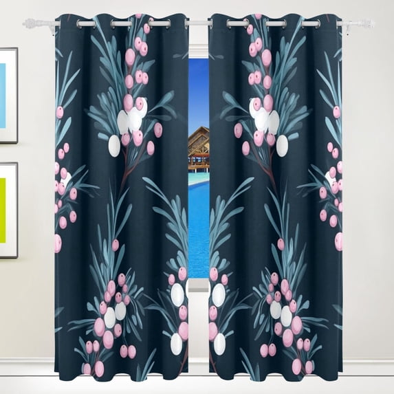 Pink and Red Berry Blackout Curtains for Living Room Bedroom 55W x 72/84L Insulated Window Drapes 2 Panels