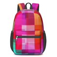 thumbnail image 1 of Pink and Red Checkered Pattern 17" School Backpacks for Teens,Waterproof Oxford Fabric,S-Shape Padded Straps for School,Travel,Hiking,Camping, 1 of 6