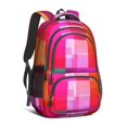 thumbnail image 1 of Pink and Red Checkered Pattern Backpack for School, Cute School Bag with Adjustable Shoulder Straps and Padded Back, 16.9"x12.6"x5.9", 1 of 5