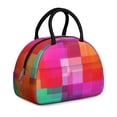 thumbnail image 1 of Pink and Red Checkered Pattern Insulated Lunch Bag,Leakproof Large Capacity Lunch Box for Work,Picnic or Travel,11.4 X 6.7 X 8.3 Inches, 1 of 6