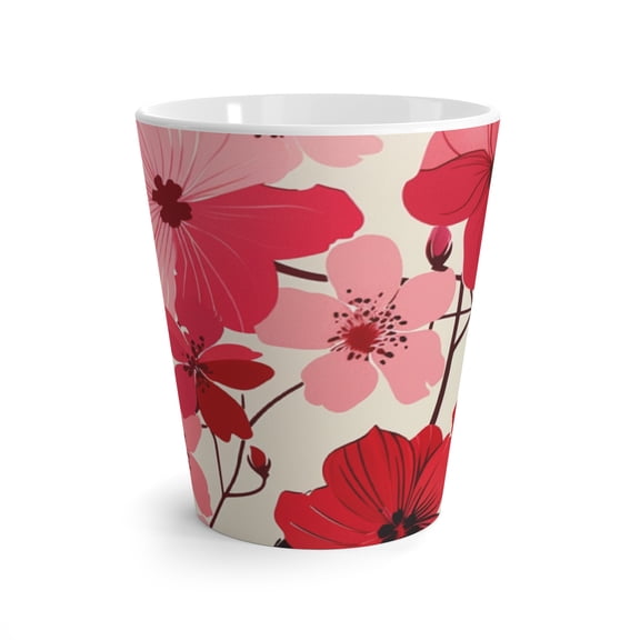 Pink and Red Floral Coffee Latte Mug