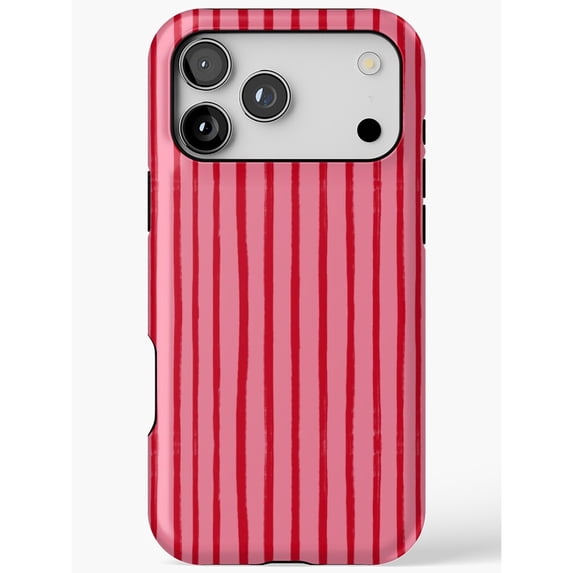 Pink and Red Hand-Drawn Vertical Stripe Tough Case for Apple iPhone ...
