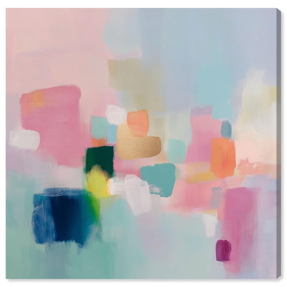 Pink and Teal Dream II Canvas Print Pastel Wall Decor by Art Remedy, Gallery Wrapped, 12 x 12