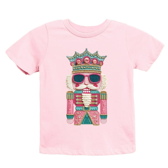 Pink and Teal Nutcracker Patchwork Print - Youth Short Sleeve Graphic T-Shirt and Toddler Short Sleeve Graphic T-Shirt