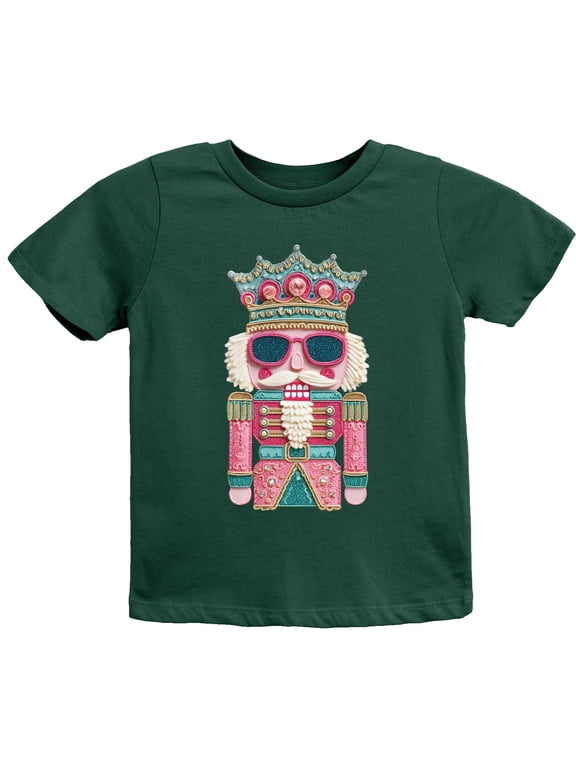 Pink and Teal Nutcracker Patchwork Print - Youth Short Sleeve Graphic T-Shirt and Toddler Short Sleeve Graphic T-Shirt
