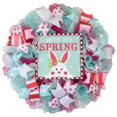 thumbnail image 1 of Pink and Turquoise Hopping into Spring Wreath - Summer Decor - Easter Door Decorations - Pink Turquoise Bunny Wreaths, 1 of 3