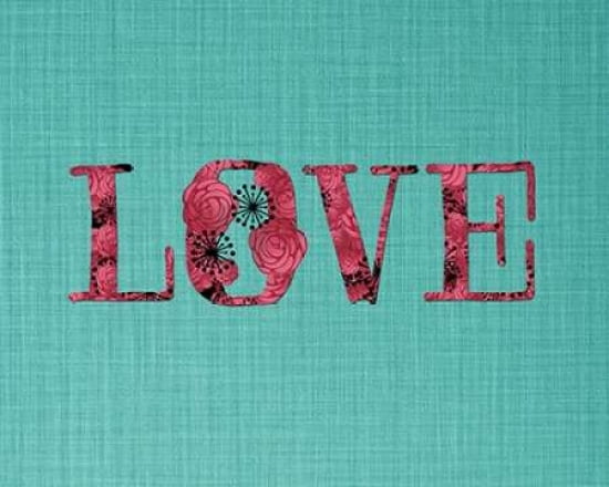 Pink and Turquoise Love Canvas Art - Amy Cummings (24 x 30)