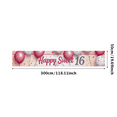 thumbnail image 1 of Pink and White Balloon Themed Happy Sweet 16 Backdrop Banner Party Decor Background for Sweet 16 Celebrations Birthday Party Photography Props Decors, 1 of 7