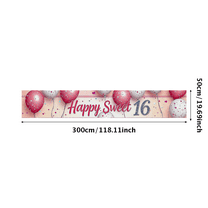 Pink and White Balloon Themed Happy Sweet 16 Backdrop Banner Party Decor Background for Sweet 16 Celebrations Birthday Party Photography Props Decors