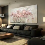 Pink and White Canvas Pictures Floral Poster Print 29"x58" Large Artwork for Living Room Nature Painting Wall Art for Di