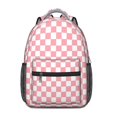 thumbnail image 1 of Pink and White Checkered Pattern Backpack for School, Cute School Bag with Adjustable Shoulder Straps and Padded Back, 15.3"x11"x6.7", 1 of 5