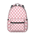 thumbnail image 1 of Pink and White Checkered Pattern Backpack for School, Cute School Bag with Adjustable Shoulder Straps and Padded Back, 15.3"x11"x7.1", 1 of 4
