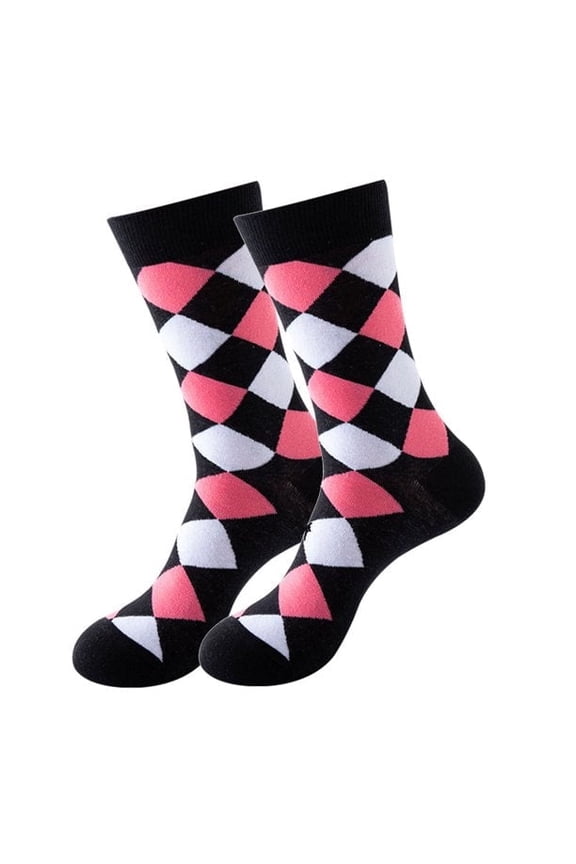 Pink and White Diamond Pattern Socks (Adult Medium - Women's Shoe Sizes 5-10)