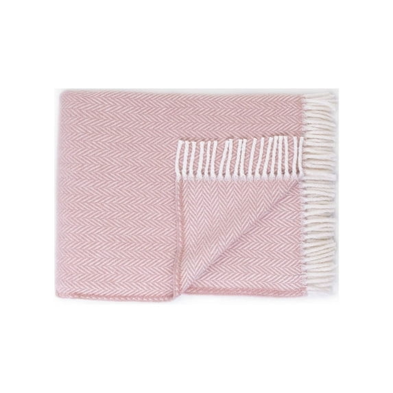 Pink and White Dreamy Soft Herringbone Throw Blanket