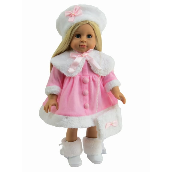 Pink and White Dress with Fur