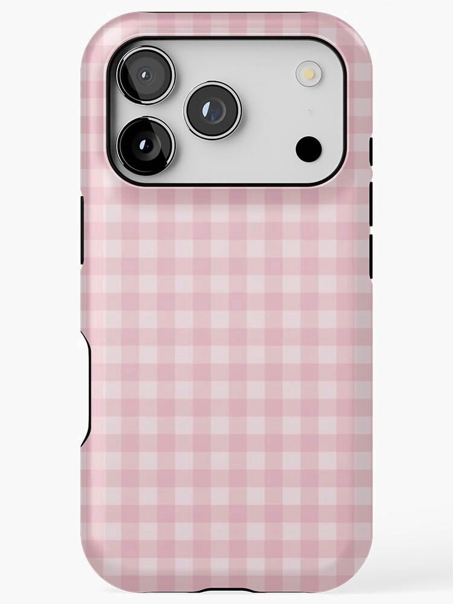 Pink and White Gingham Plaid Tough Case for Apple iPhone, Dual-Layer ...