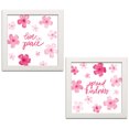 thumbnail image 1 of Pink and White Inspirational "Spread Kindness" and "Live In Peace" Floral Set by Noonday Designs; Two 12x12in White Framed Prints, 1 of 5