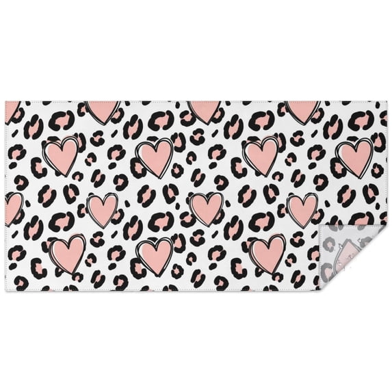 Pink and White Leopard Print Pattern Waterproof Tablecloth, Rectangular ...