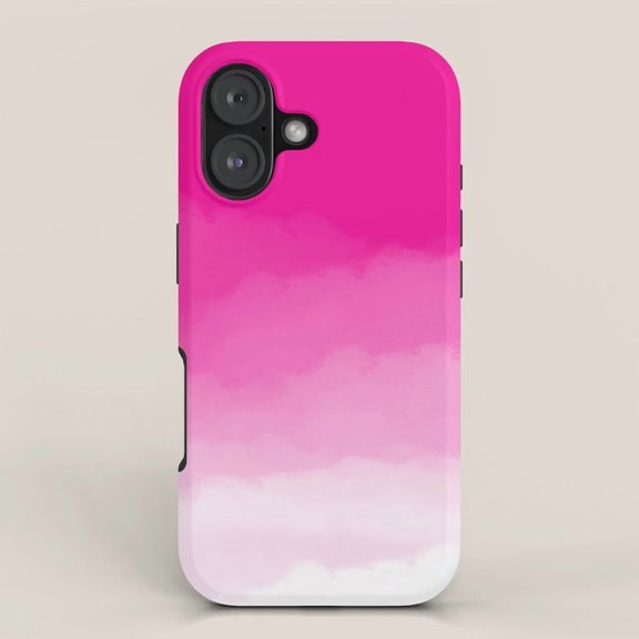 Pink and White Ombre Cloud Tough Case for Apple iPhone, Dual-Layer Polycarbonate and Shock-Absorbing TPU