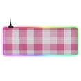 thumbnail image 1 of Pink and White Plaid RGB Gaming Mouse Pad Large Keyboard Mat Rubber Base 13 Light Modes, 1 of 6