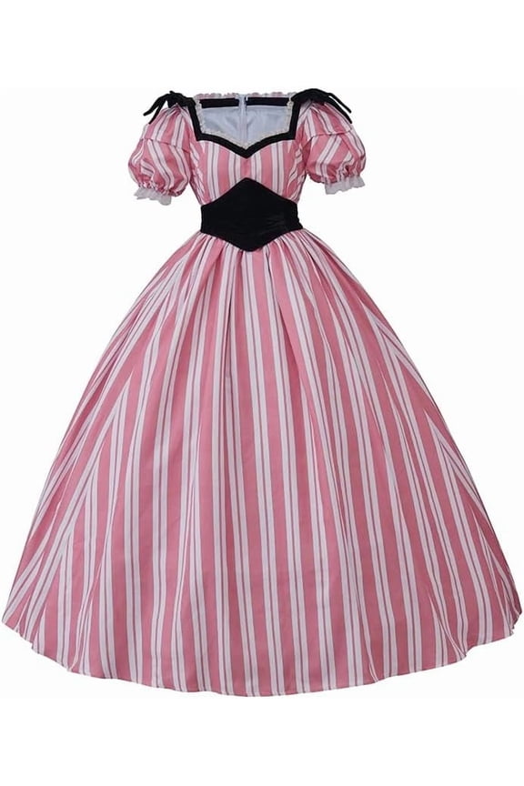 Pink and White Striped Victorian Rococo Dress Marie Antoinette Ball Gown Plus Size for Women