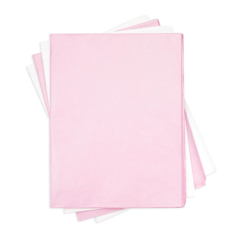 Pink and White Tissue Paper for Gift Wrapping Bags, Metallic Bulk Set (60  Sheets) 