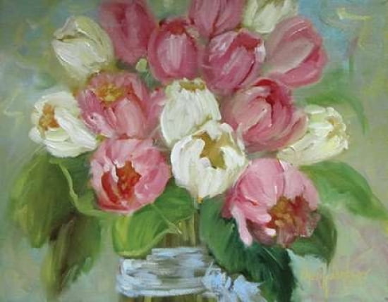 Pink and White Tulips Canvas Art - Cheri Wollenberg (22 x 28)