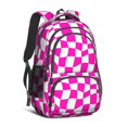 thumbnail image 1 of Pink and White Wavy Checkered Pattern Backpack for School, Cute School Bag with Adjustable Shoulder Straps and Padded Back, 16.9"x12.6"x5.9", 1 of 5