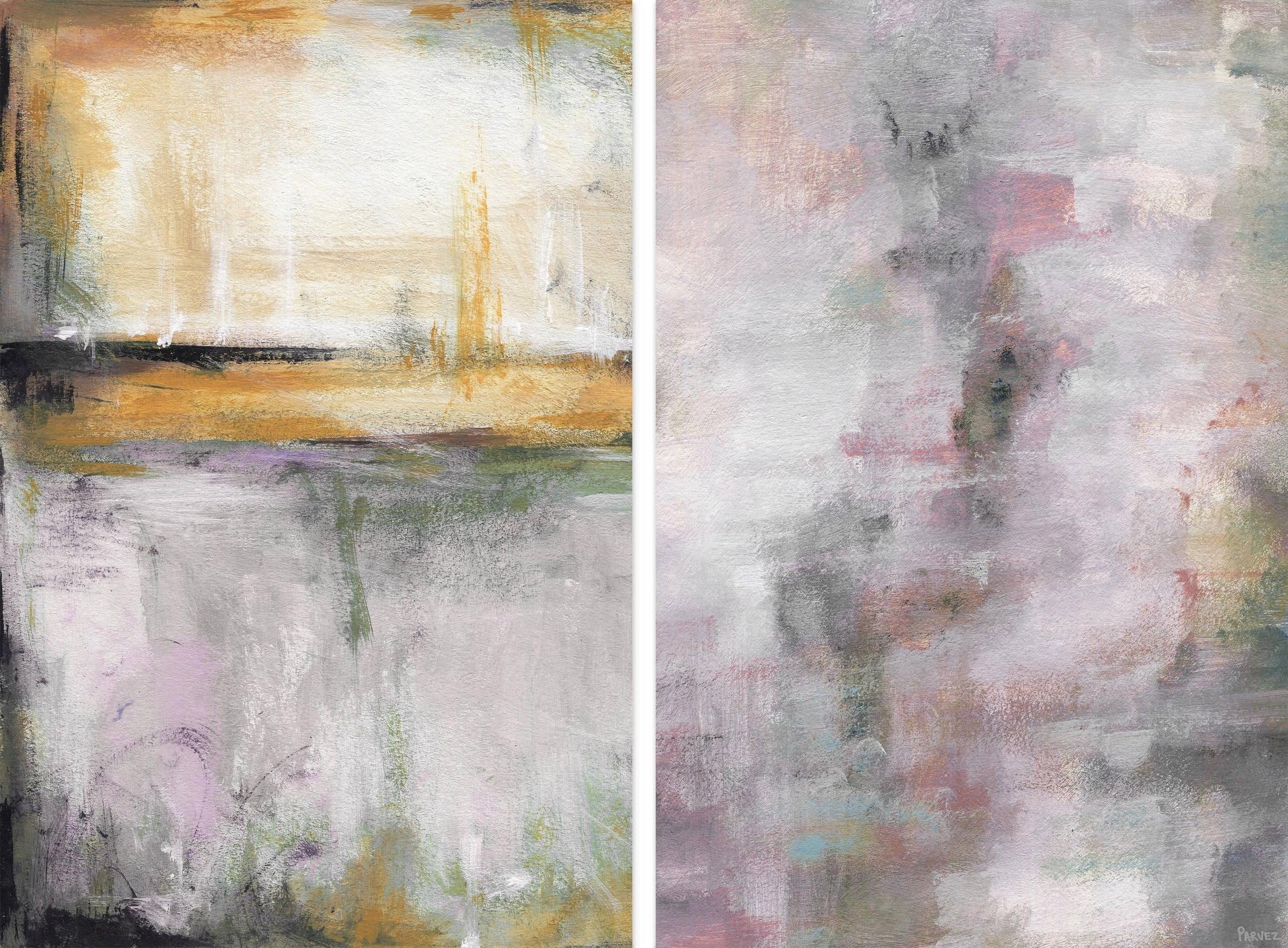 Pink and Yellow Smokes Diptych