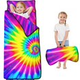thumbnail image 1 of Pink and Yellow Tie Dye Pattern Teens Toddler Nap Mat with Pillow, Sleeping Mat Bag for Preschool Daycare 59"x22", 1 of 6