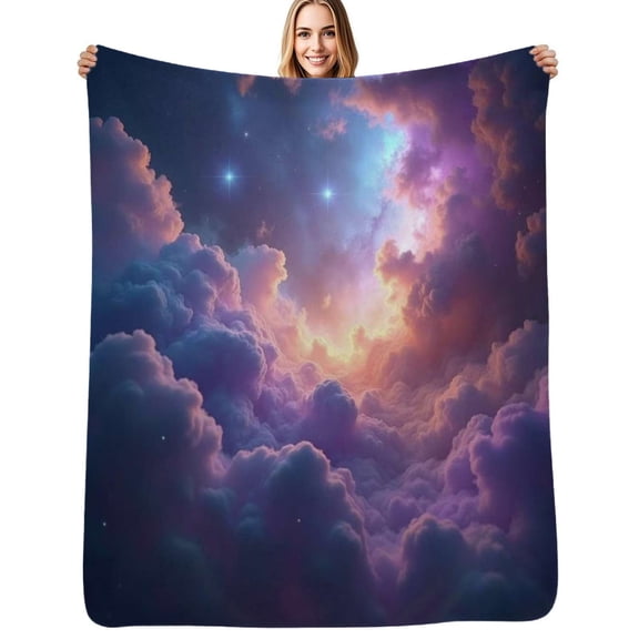 Pink and blue galaxy starry sky Flannel Blanket Warm Soft Bedding Throws Winter Camping Chair Sofa Bed