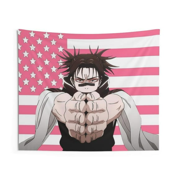 Pink anime Choso Tapestry, Fun Anime JJk Wall Decor, Durable Polyester Wall Hanging Room Decoration