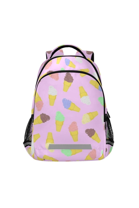Pink background ice cream cones Backpack for ersonalized 16 Inch Backpack Middle Bookbag for Back to Gift