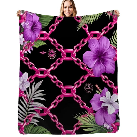 Pink chains tropical flowers Flannel Blanket Warm Soft Bedding Throws Winter Camping Chair Sofa Bed