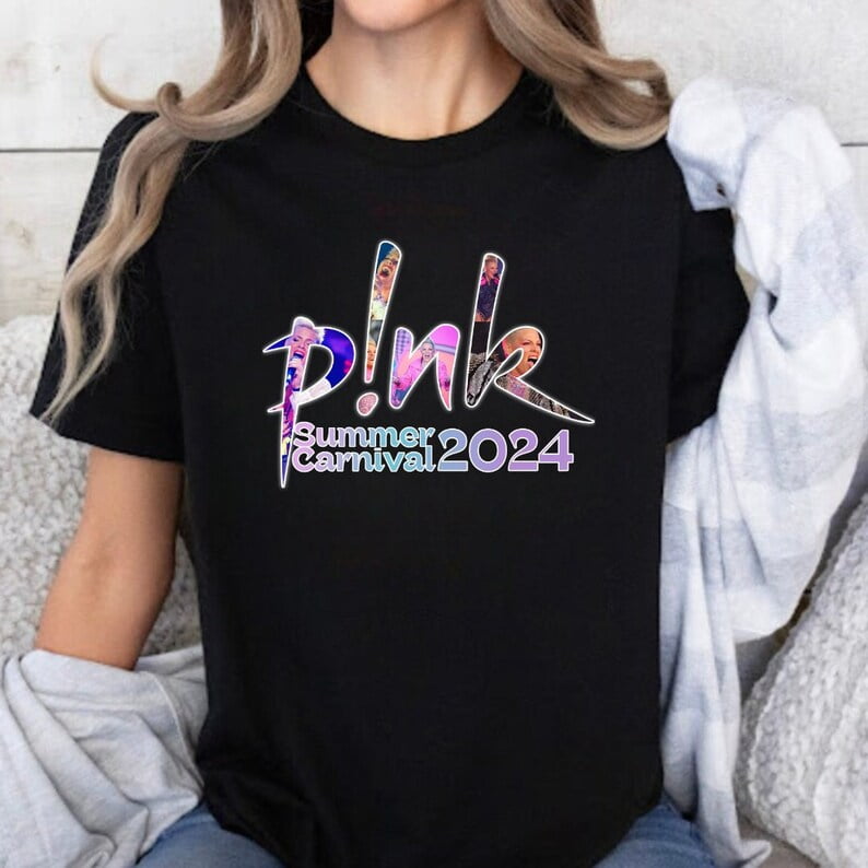 Pink concert tshirt. Personalized Summer Carnival 2024 Tour Tshirt
