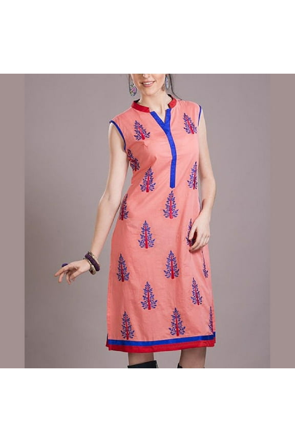 Pink cotton Kurti Size: L, Color: Pink